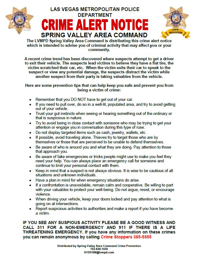 LVMPD Spring Valley Area Command Crime Alert