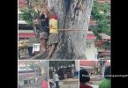 Villagers rally against a couple for allegedly torturing two boys accused of theft
