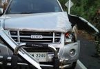 Elephant hit by a pickup truck as it tries to cross a road in Buri Ram