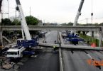 Fallen footbridge beam brings traffic on Rangsit-Nakhon Nayok to a standstill 
