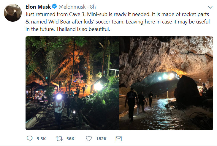 Elon Musk visits Tham Luang