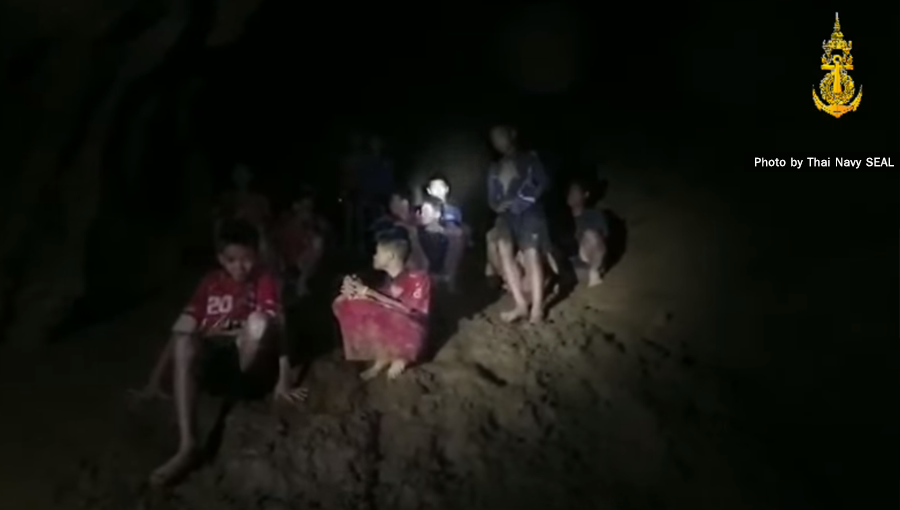 First conversation between rescuers and the young survivors