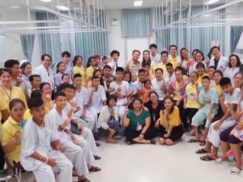 Moment Thai cave boys bid emotional farewell to hospital staff captured on video