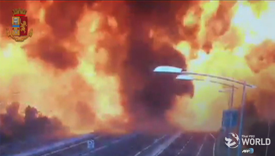 Massive Truck Explosion in Italy |