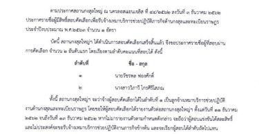 รายชื่อผู้สอบผ่านการคัดเลือกเป็นบุคคลรับจ้างเหมาบริการช่วยปฏิบัติภารกิจด้านกงสุลและทะเบียนราษฎร