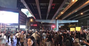 Anti-establishment demonstrators rally at German Embassy in Bangkok