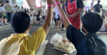 Young protesters gather around Siam Square BTS station in Bangkok