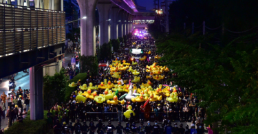 Protesters march to the 11th Infantry Regiment’s barracks to rally until 10pm