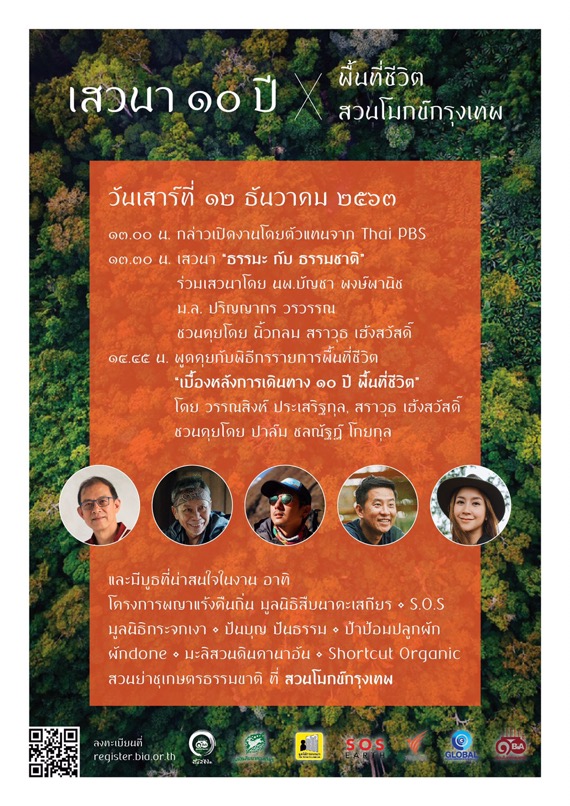 ขอเชิญร่วมงาน “๑๐ ปี สวนโมกข์กรุงเทพ x ๑๐ ปี พื้นที่ชีวิต” ๑๒ ธันวาคม ๒๕๖๓ ที่ สวนโมกข์กรุงเทพ ภายในงานพบกิจกรรมมากมาย