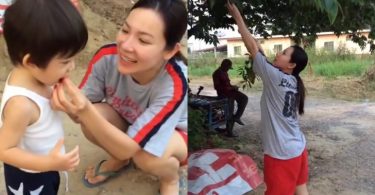 “ดีเจต้นหอม” แม่โตมาแบบนี้ สอน “น้องปกป้อง” กินลูกตะขบ เด็ดให้เลยสดๆ จากต้น (คลิป)