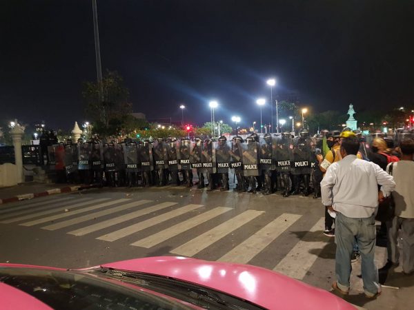 Thai police use water cannons and tear gas against protesters in Bangkok