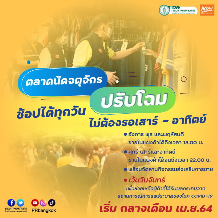 ผู้ค้าเฮ! กทม.ไฟเขียวตลาดนัดจตุจักรเปิดแผงได้สัปดาห์ละ 6 วัน ศุกร์-อาทิตย์ ขายถึง 4 ทุ่ม