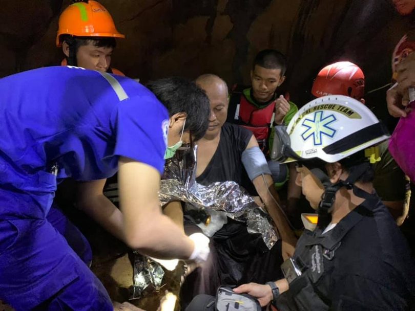 Thailand rescue team frees trapped Buddhist monk from flooded cave