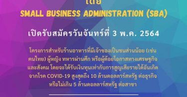 เงินทุนเพื่อฟื้นฟูร้านอาหาร (Restaurant Revitalization Fund) โดย Small Business Administration (SBA) เปิดรับสมัครวันจันทร์ที่ 3 พฤษภาคม 2564 เป็นต้นไป