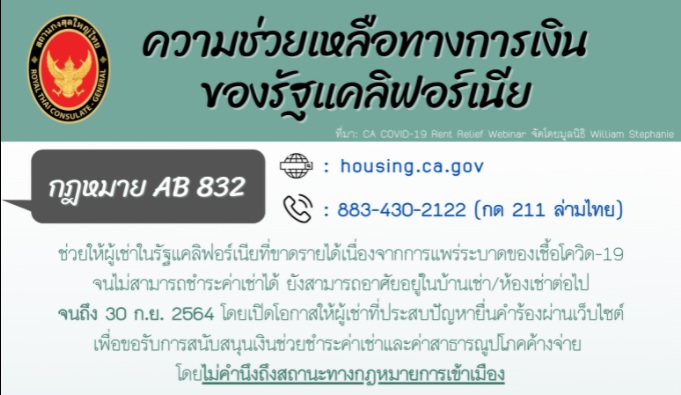 ความช่วยเหลือทางการเงินในช่วงการแพร่ระบาดของเชื้อโควิด-19 ของรัฐแคลิฟอร์เนีย